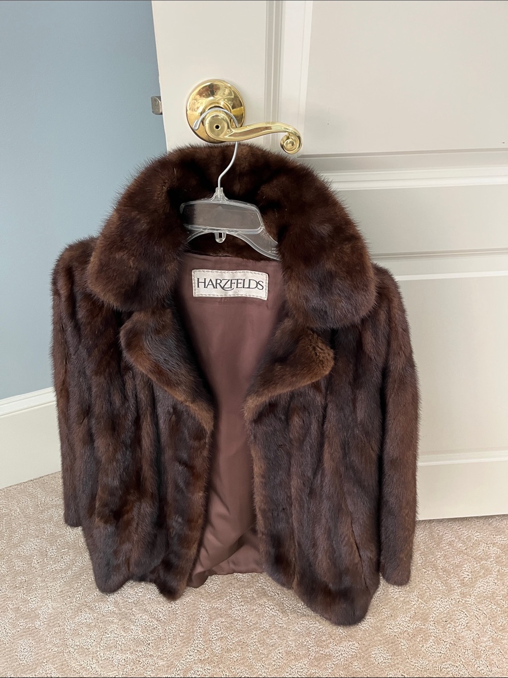 Harzfelds Women's Dark Brown Mink Fur Pea Coat